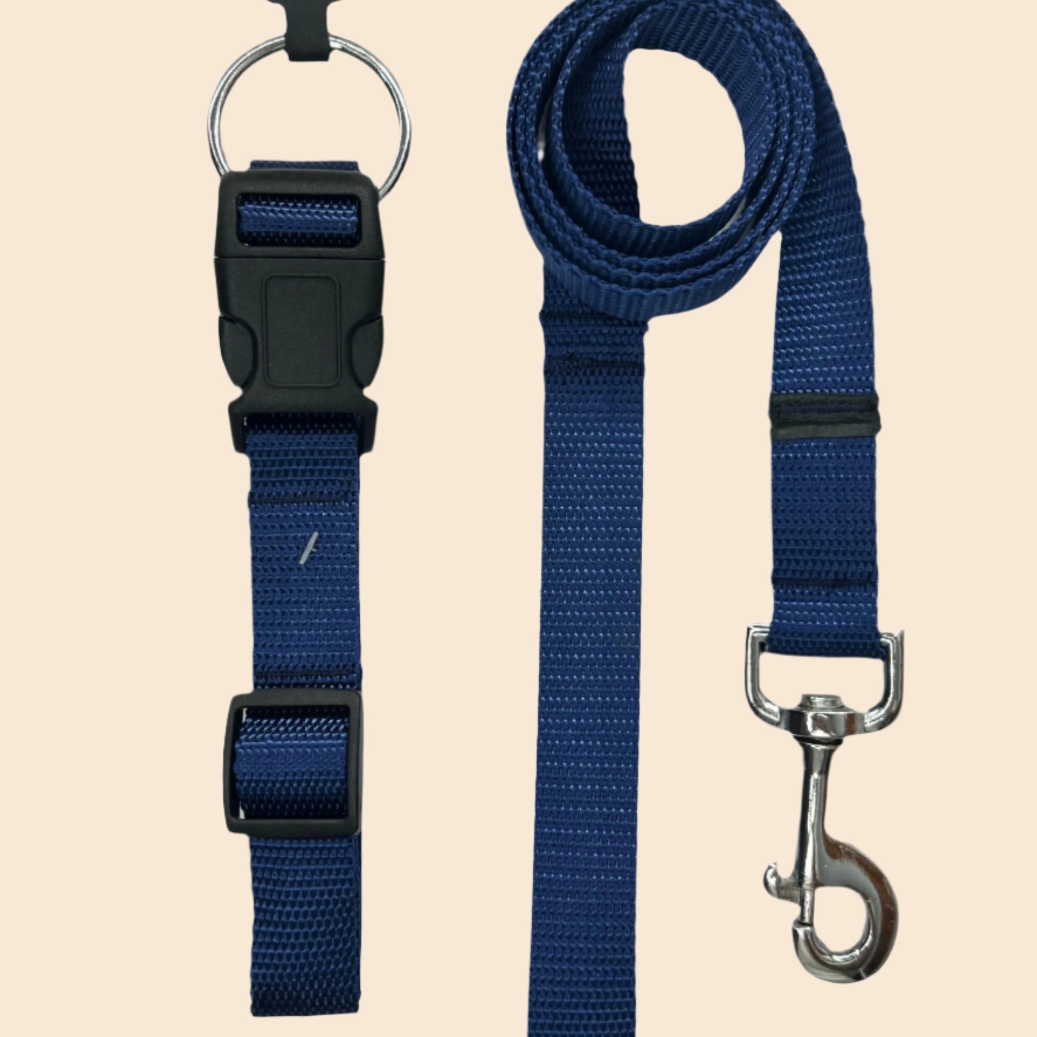 Pet Walk Essential Collar & Leash Combo Set - Navy Blue