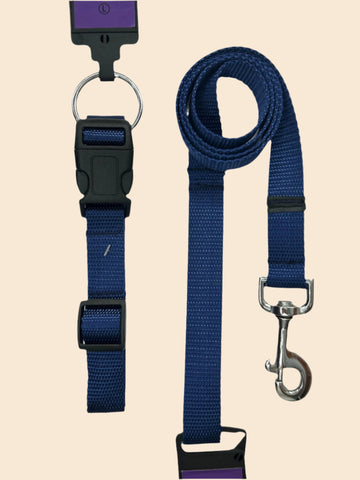 Pet Walk Essential Collar & Leash Combo Set - Navy Blue