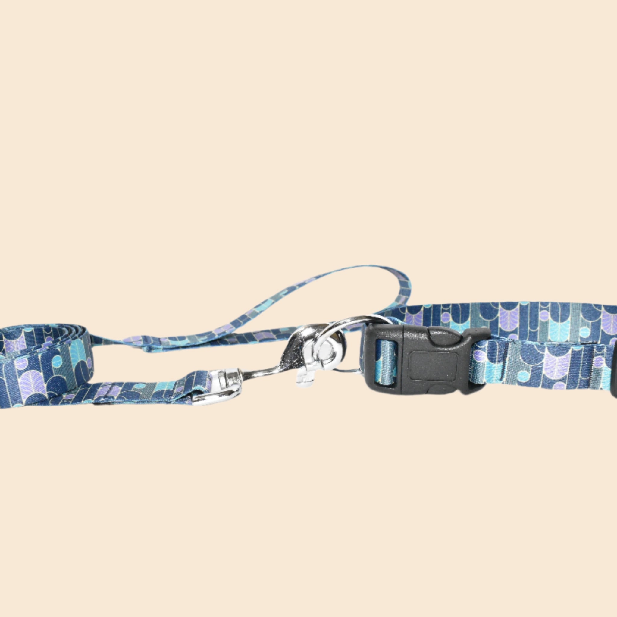 Digital Print Collar & Leash Combo Set - Green & Blue