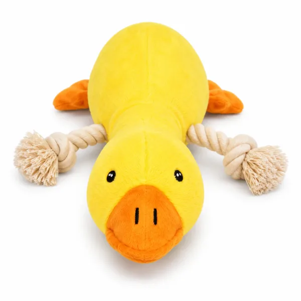 Yellow Duck Squeaky Plush Dog Rope Toy| Cotton stuffed |  