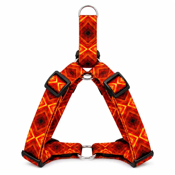Digital Print Step-In Harness | Stylish & Durable | Orange  |