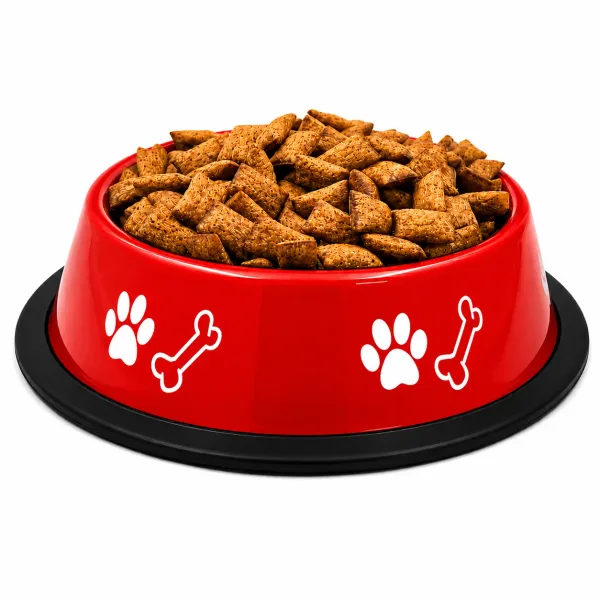 Stainless Steel Paw Bone Printed Bowl for Dogs (700ml)-Red