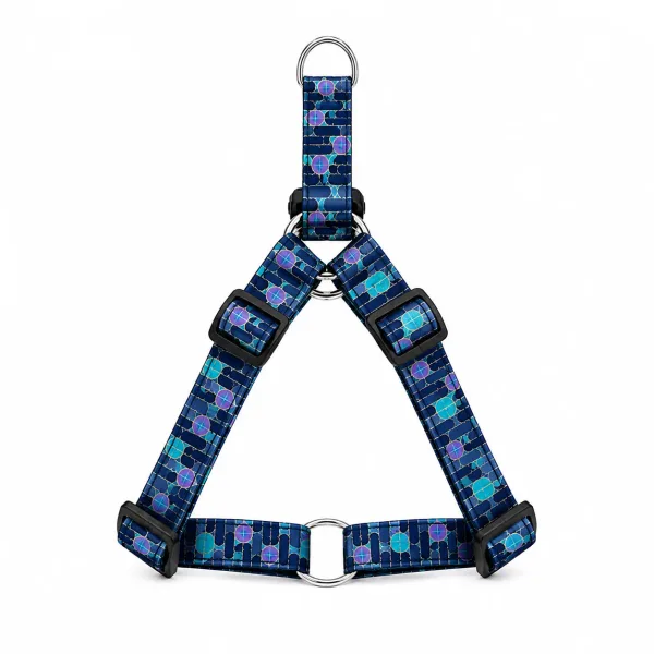 Digital Print Step-In Harness | Stylish & Durable | Green & Blue Dotted |