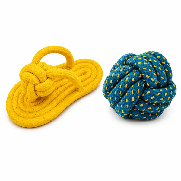 Puppy Fun Rope Ball & Slipper Set (Color may vary)