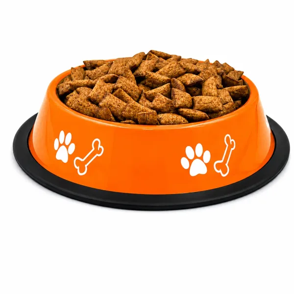 Stainless Steel Paw Bone Printed Bowl for Dogs (1800ml)-Orange