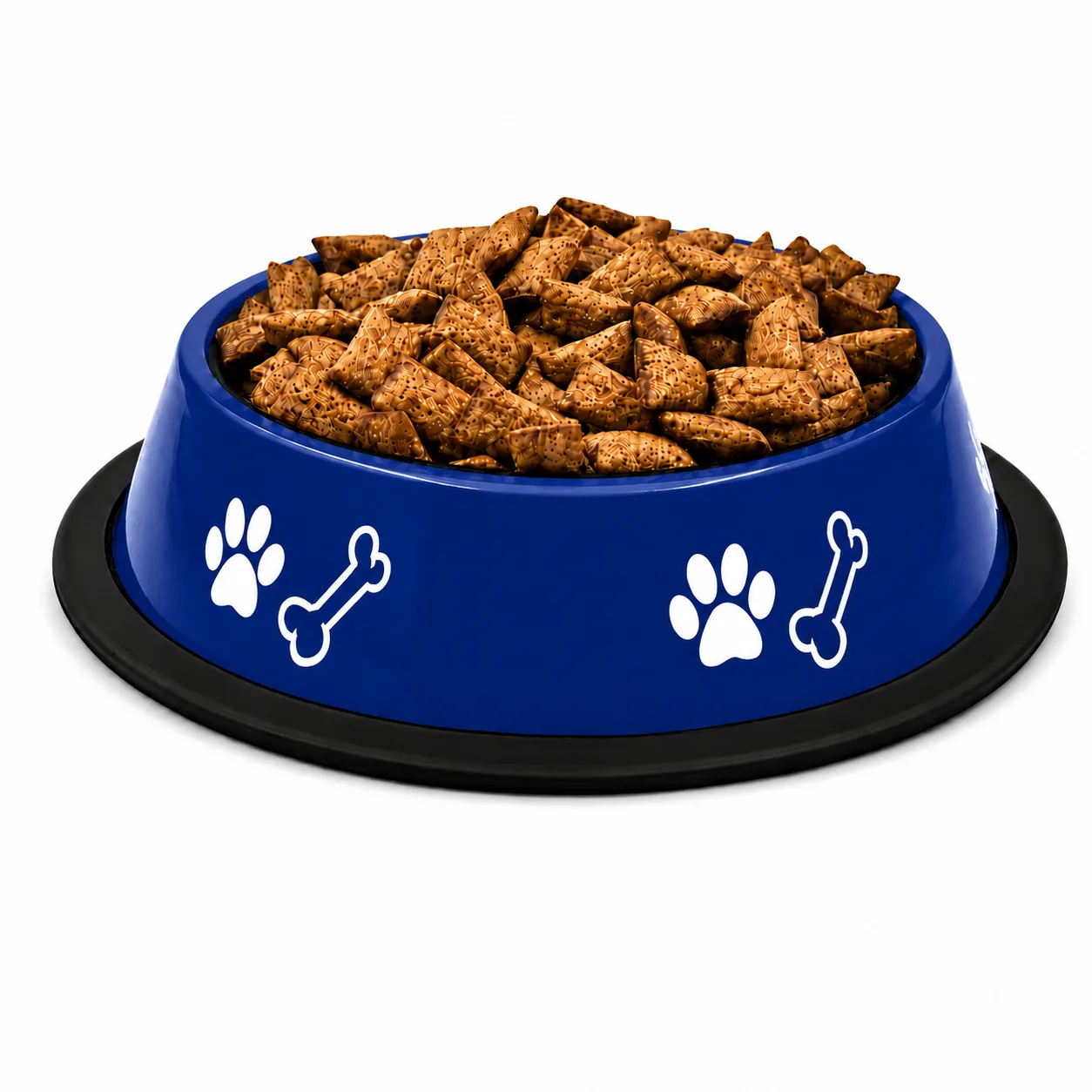 Stainless Steel Paw Bone Printed Bowl for Dogs (700ml)-Blue